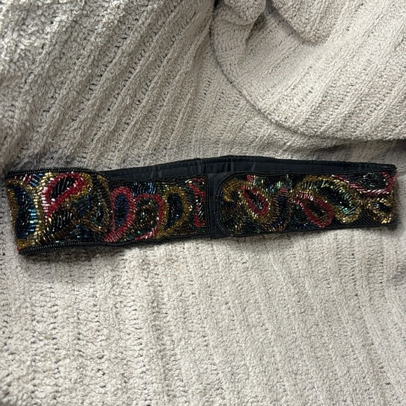 Vintage Regale Ltd Brand Beaded Belt Velcro Closure - Beaded Paisley Design